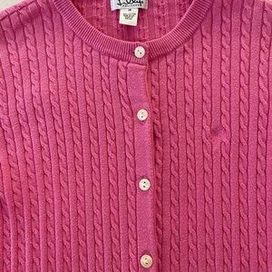 Lilly Pulitzer Girls Pink Cable Knit Cardigan Sweater 100% Cotton Size 14